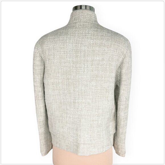 Anne Klein Cream Wool Tweed Layered Hem Cuffs Blazer Jacket Modern Business 8 - Picture 2 of 4